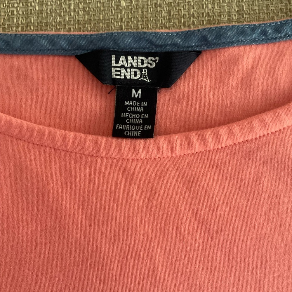 Lands' End Women's Coral three-quarter sleeve top. - Picture 5 of 6